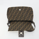 FENDI Zucca Canvas Mamma Baguette Shoulder Bag Brown Silver Auth 195445V-19