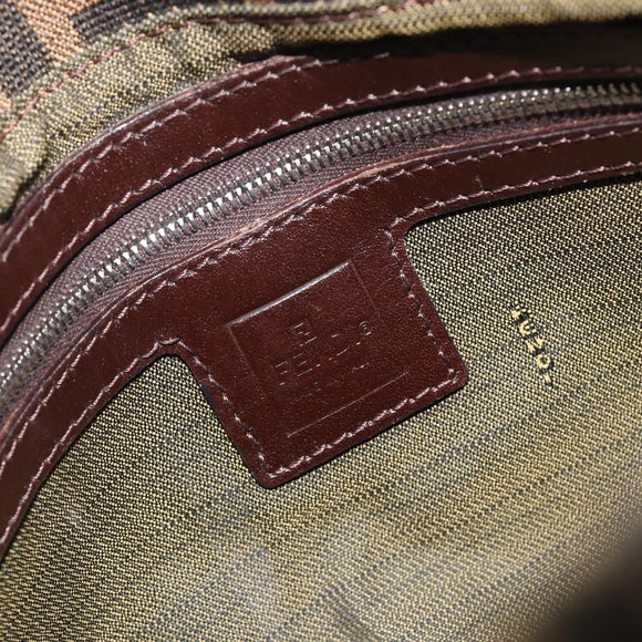 FENDI Zucca Canvas Mamma Baguette Shoulder Bag Brown Silver Auth 195445V