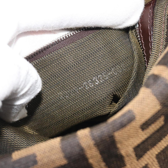 FENDI Zucca Canvas Mamma Baguette Shoulder Bag Brown Silver Auth 195445V