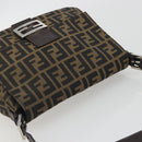 FENDI Zucca Canvas Mamma Baguette Shoulder Bag Brown Silver Auth 195445V-6