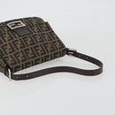 FENDI Zucca Canvas Mamma Baguette Shoulder Bag Brown Silver Auth 195445V-7