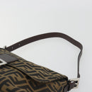 FENDI Zucca Canvas Mamma Baguette Shoulder Bag Brown Silver Auth 195445V-8