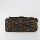 FENDI Zucca Canvas Mamma Baguette Shoulder Bag Brown Silver Auth 195445V-5