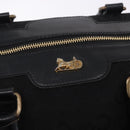 CELINE C Saluki Horse Carriage Boston Bag Black Gold Tone Auth 195446-17