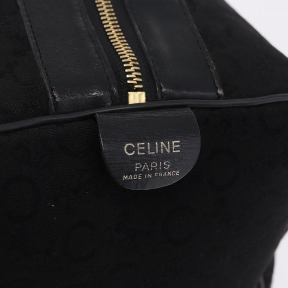 CELINE C Saluki Horse Carriage Boston Bag Black Gold Tone Auth 195446