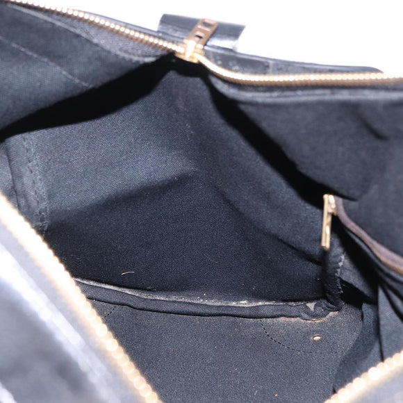 CELINE C Saluki Horse Carriage Boston Bag Black Gold Tone Auth 195446