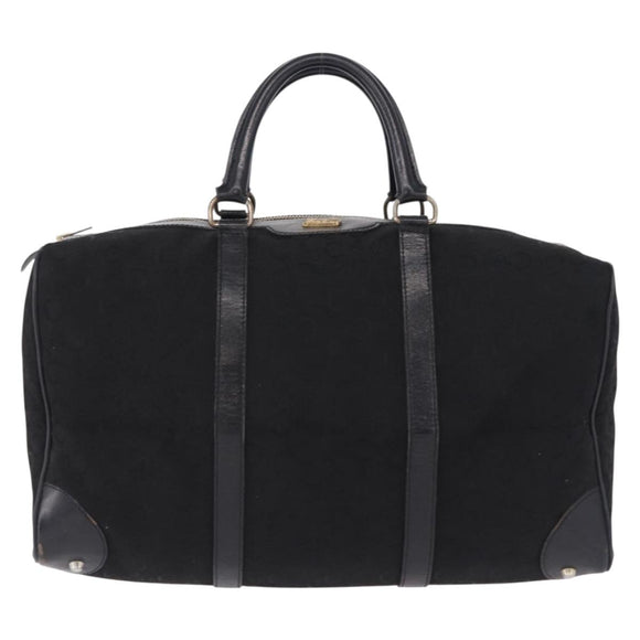 CELINE C Saluki Horse Carriage Boston Bag Black Gold Tone Auth 195446