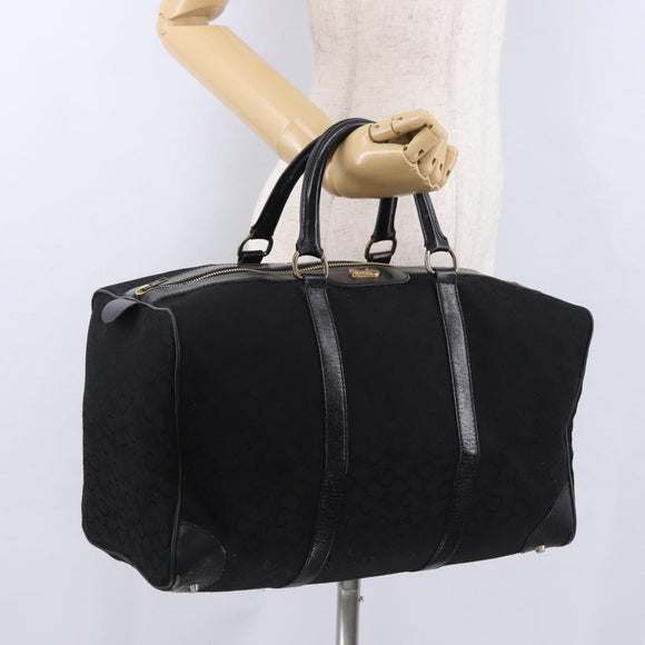 CELINE C Saluki Horse Carriage Boston Bag Black Gold Tone Auth 195446
