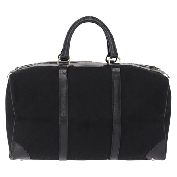 CELINE C Saluki Horse Carriage Boston Bag Black Gold Tone Auth 195446