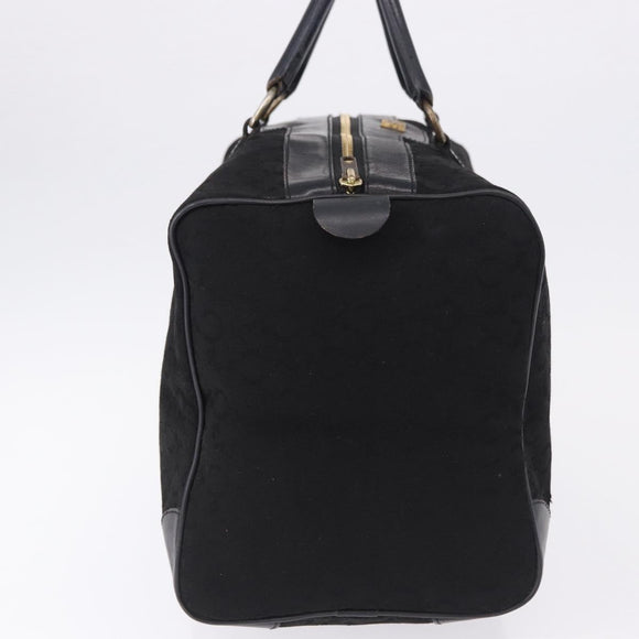 CELINE C Saluki Horse Carriage Boston Bag Black Gold Tone Auth 195446