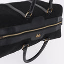 CELINE C Saluki Horse Carriage Boston Bag Black Gold Tone Auth 195446-6