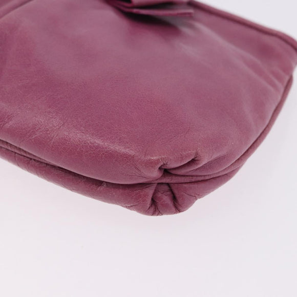Miu Miu Pouch Leather Pink Gold Tone Auth 195447A