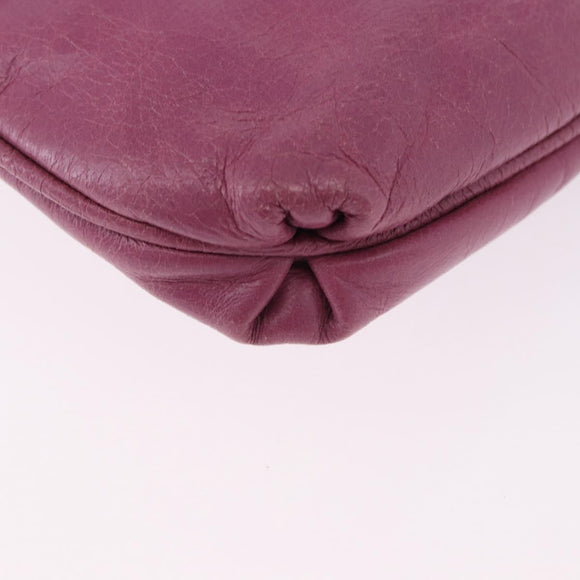 Miu Miu Pouch Leather Pink Gold Tone Auth 195447A