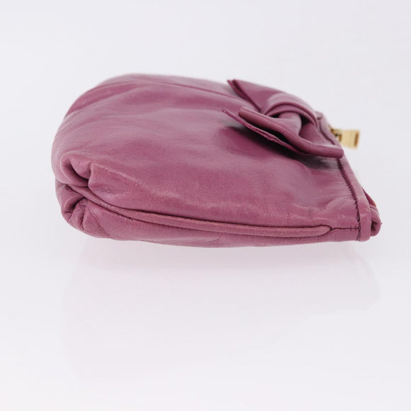 Miu Miu Pouch Leather Pink Gold Tone Auth 195447A