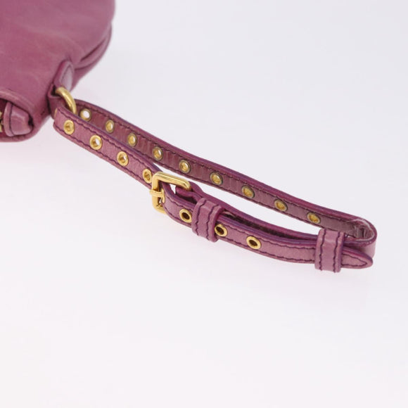 Miu Miu Pouch Leather Pink Gold Tone Auth 195447A
