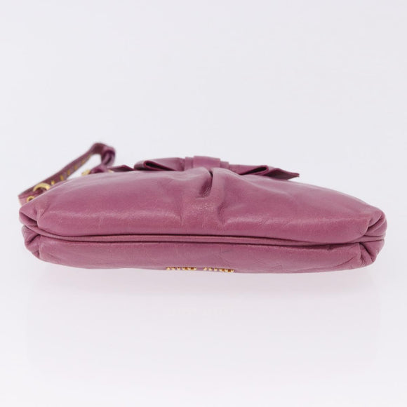 Miu Miu Pouch Leather Pink Gold Tone Auth 195447A