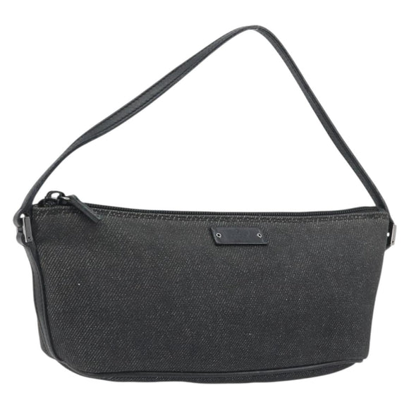 GUCCI Accessory Pouch Canvas Black Silver 07198 Auth 195449