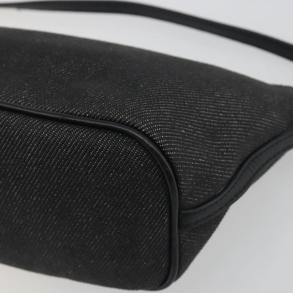 GUCCI Accessory Pouch Canvas Black Silver 07198 Auth 195449