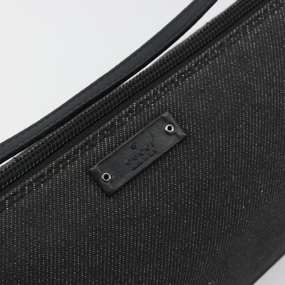 GUCCI Accessory Pouch Canvas Black Silver 07198 Auth 195449