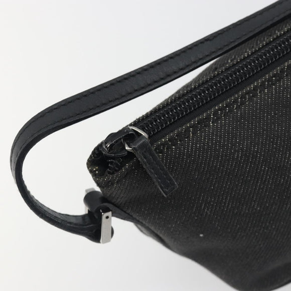 GUCCI Accessory Pouch Canvas Black Silver 07198 Auth 195449