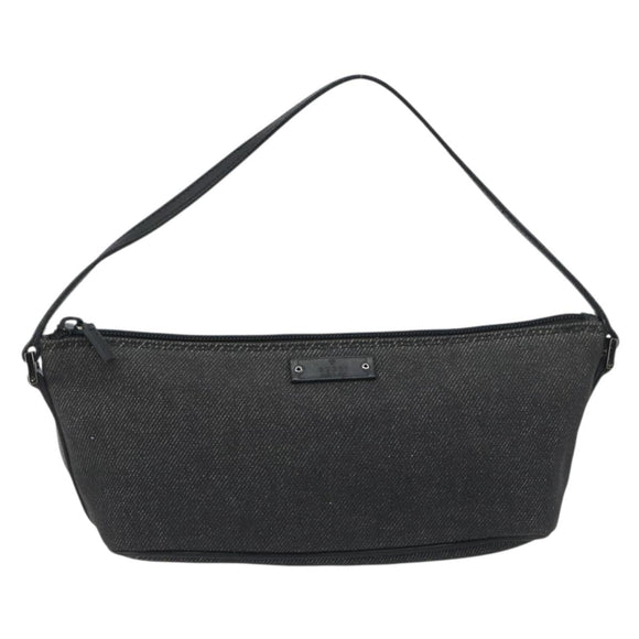 GUCCI Accessory Pouch Canvas Black Silver 07198 Auth 195449