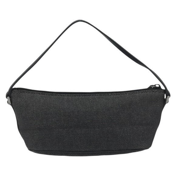 GUCCI Accessory Pouch Canvas Black Silver 07198 Auth 195449