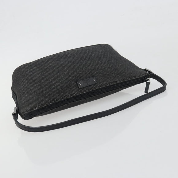 GUCCI Accessory Pouch Canvas Black Silver 07198 Auth 195449