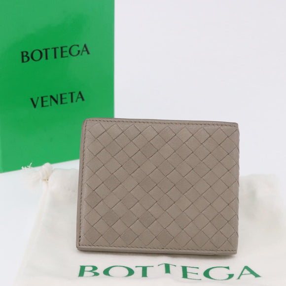 BOTTEGA VENETA INTRECCIATO Wallet Leather Gray Auth 195454A