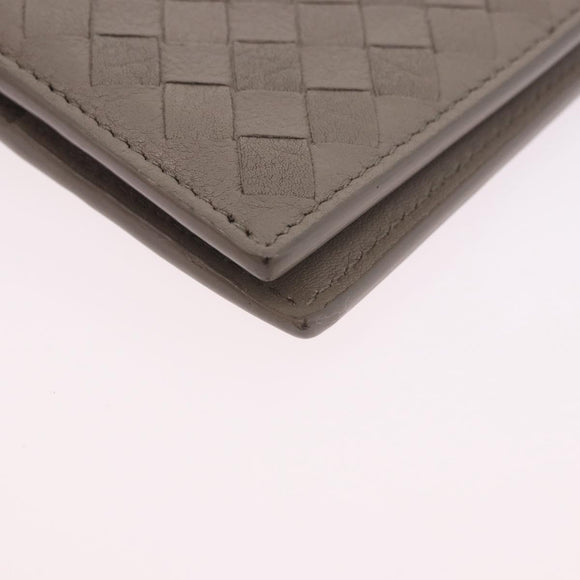 BOTTEGA VENETA INTRECCIATO Wallet Leather Gray Auth 195454A