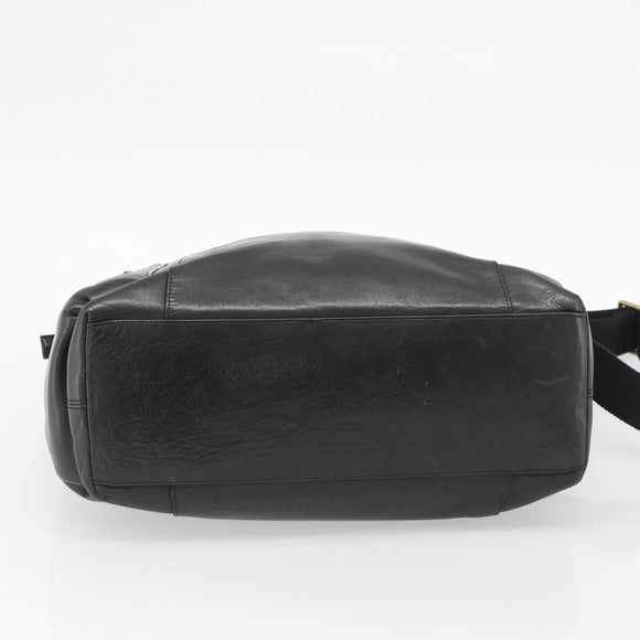 Coach Shoulder Bag Leather 2way Black Gold Tone Auth 195478A