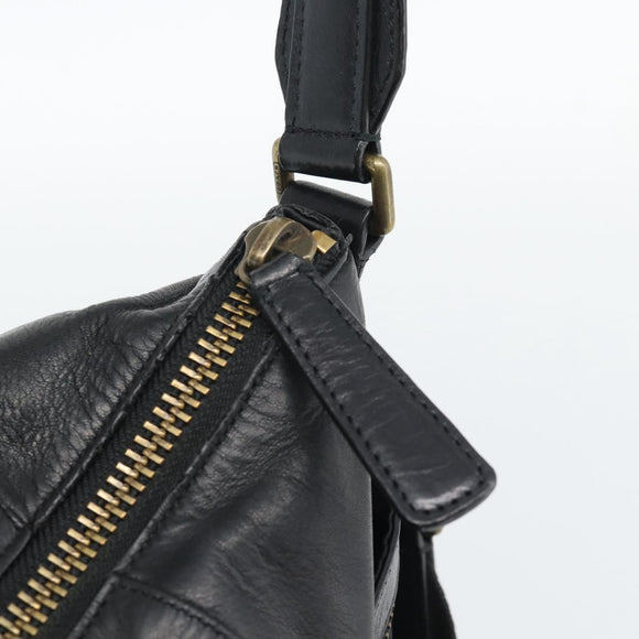 Coach Shoulder Bag Leather 2way Black Gold Tone Auth 195478A
