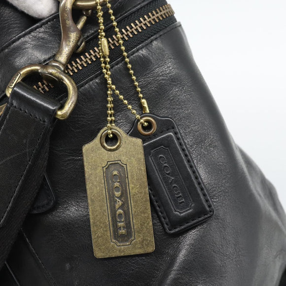 Coach Shoulder Bag Leather 2way Black Gold Tone Auth 195478A