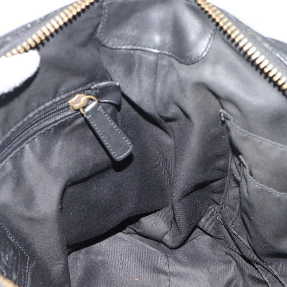 Coach Shoulder Bag Leather 2way Black Gold Tone Auth 195478A