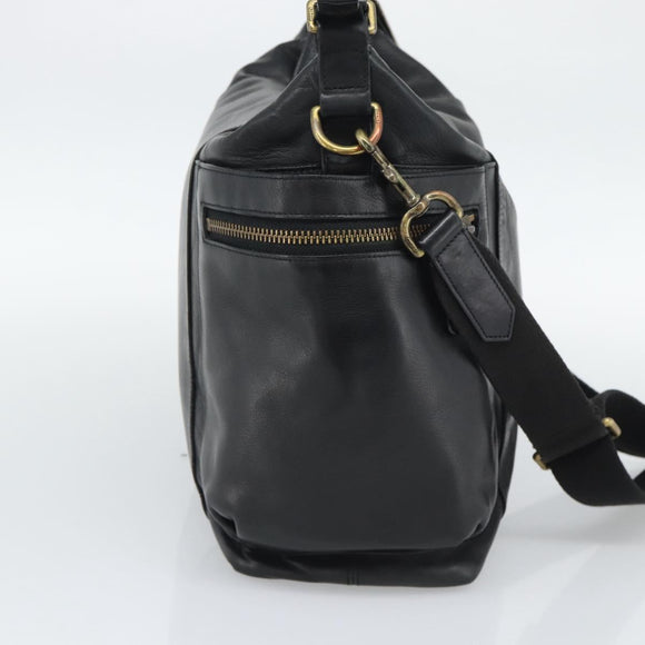 Coach Shoulder Bag Leather 2way Black Gold Tone Auth 195478A
