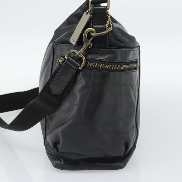 Coach Shoulder Bag Leather 2way Black Gold Tone Auth 195478A
