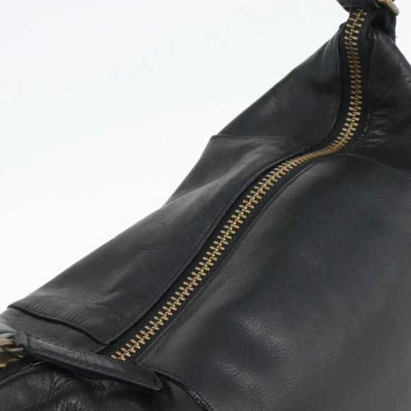 Coach Shoulder Bag Leather 2way Black Gold Tone Auth 195478A