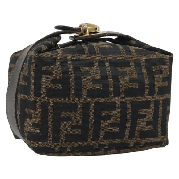FENDI Zucca Canvas Pouch Brown Gold Tone Auth 195480