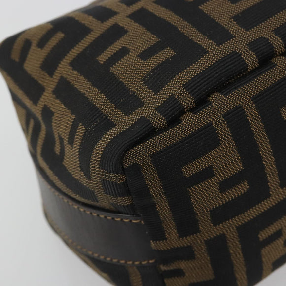 FENDI Zucca Canvas Pouch Brown Gold Tone Auth 195480