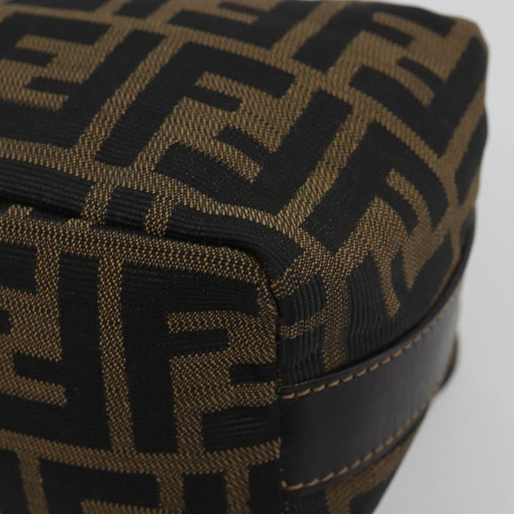 FENDI Zucca Canvas Pouch Brown Gold Tone Auth 195480