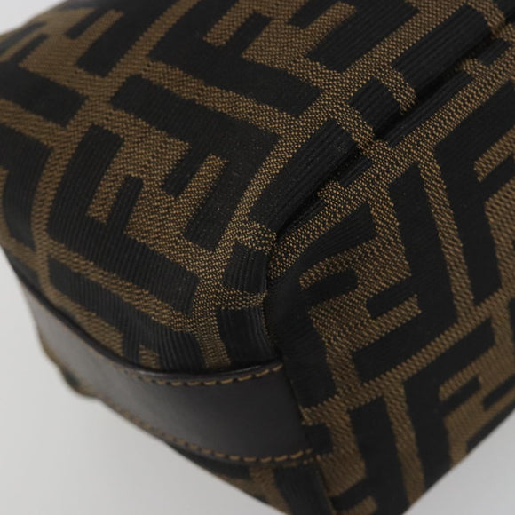 FENDI Zucca Canvas Pouch Brown Gold Tone Auth 195480