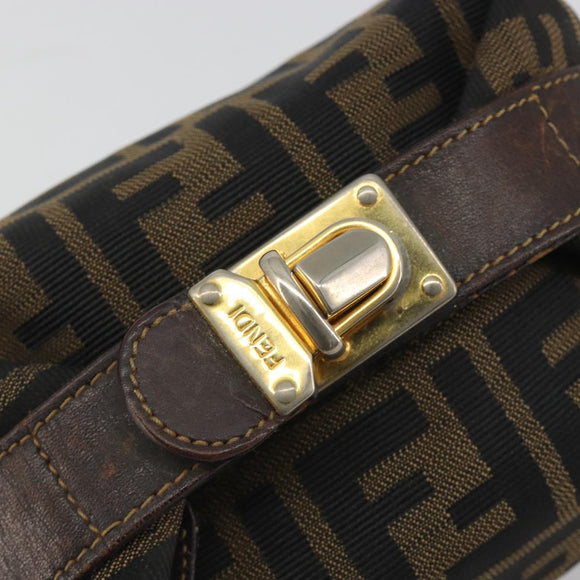 FENDI Zucca Canvas Pouch Brown Gold Tone Auth 195480
