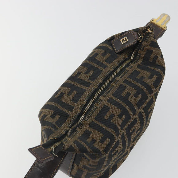 FENDI Zucca Canvas Pouch Brown Gold Tone Auth 195480