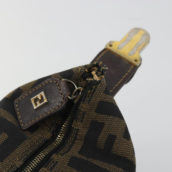 FENDI Zucca Canvas Pouch Brown Gold Tone Auth 195480
