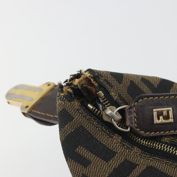FENDI Zucca Canvas Pouch Brown Gold Tone Auth 195480