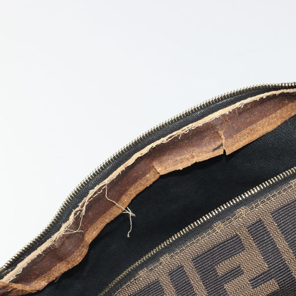 FENDI Zucca Canvas Pouch Brown Gold Tone Auth 195480