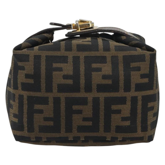 FENDI Zucca Canvas Pouch Brown Gold Tone Auth 195480