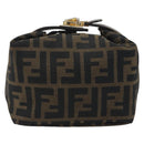 FENDI Zucca Canvas Pouch Brown Gold Tone Auth 195480-2