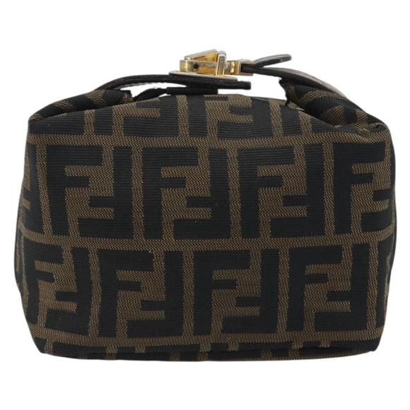 FENDI Zucca Canvas Pouch Brown Gold Tone Auth 195480