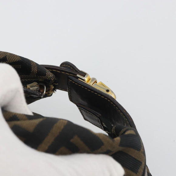 FENDI Zucca Canvas Pouch Brown Gold Tone Auth 195480
