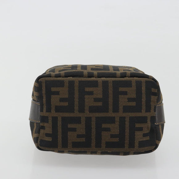FENDI Zucca Canvas Pouch Brown Gold Tone Auth 195480